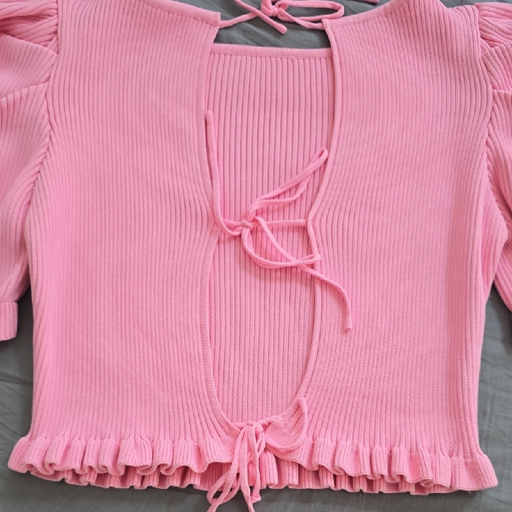Bundle: Endless Rose Ribbed Pink Knit Top. Miss Love Ribbed Blk Sleeveless Small - Picture 9 of 13